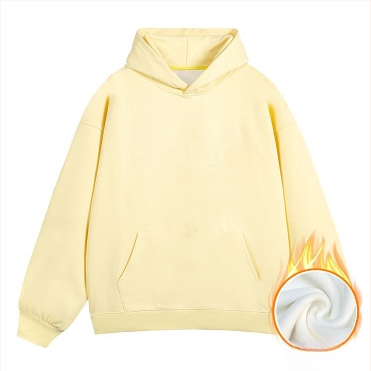 Kapucnis fleece pulóver háromdimenziós patch zsebekkel, 420 g pamutkeverék fleece, lazább szabású, kerek nyak
