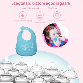 Szilikon baba etető kötény, 1-3 év, uniszex, vízálló és foltálló, mintázat mese/absztrakt