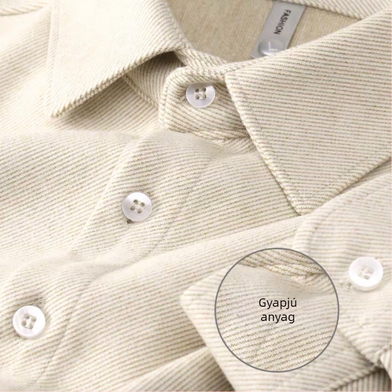 Téli férfi flanelis ing fleece béléssel, vastag és slim-fit