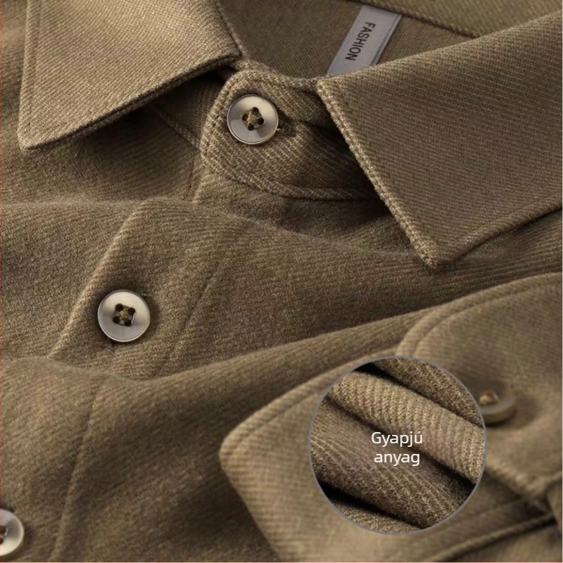 Téli férfi flanelis ing fleece béléssel, vastag és slim-fit
