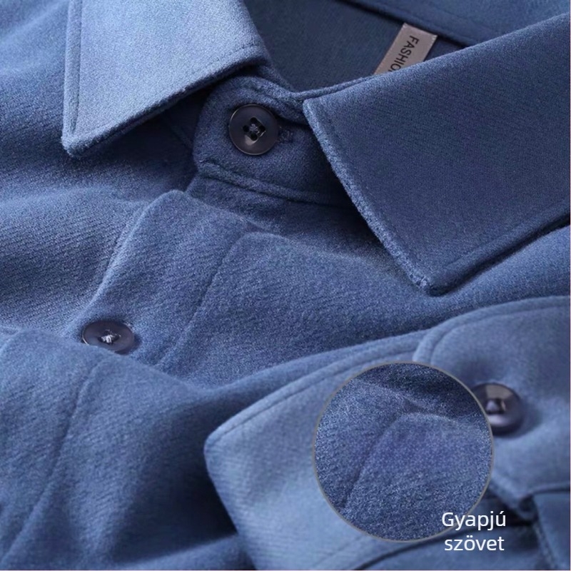 Téli férfi flanelis ing fleece béléssel, vastag és slim-fit