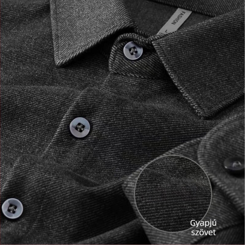 Téli férfi flanelis ing fleece béléssel, vastag és slim-fit