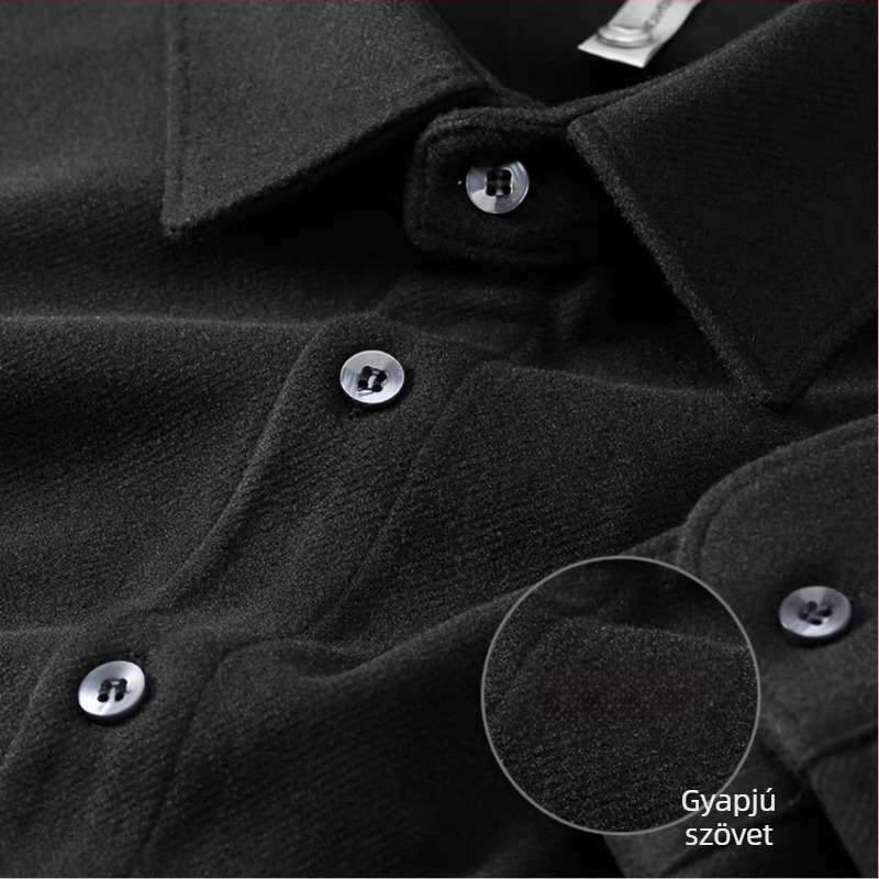 Téli férfi flanelis ing fleece béléssel, vastag és slim-fit