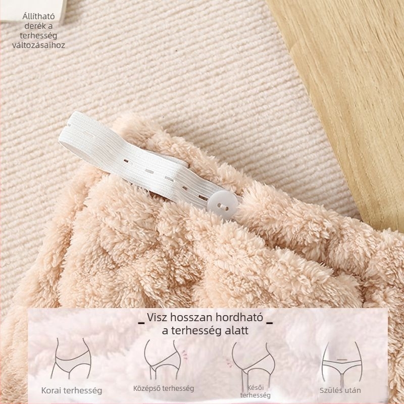 Terhes pizsama nadrágok őszi-téli szezonra, fleece bélés, Chenille anyag, állítható deréktámasz, spandex legfeljebb 30%