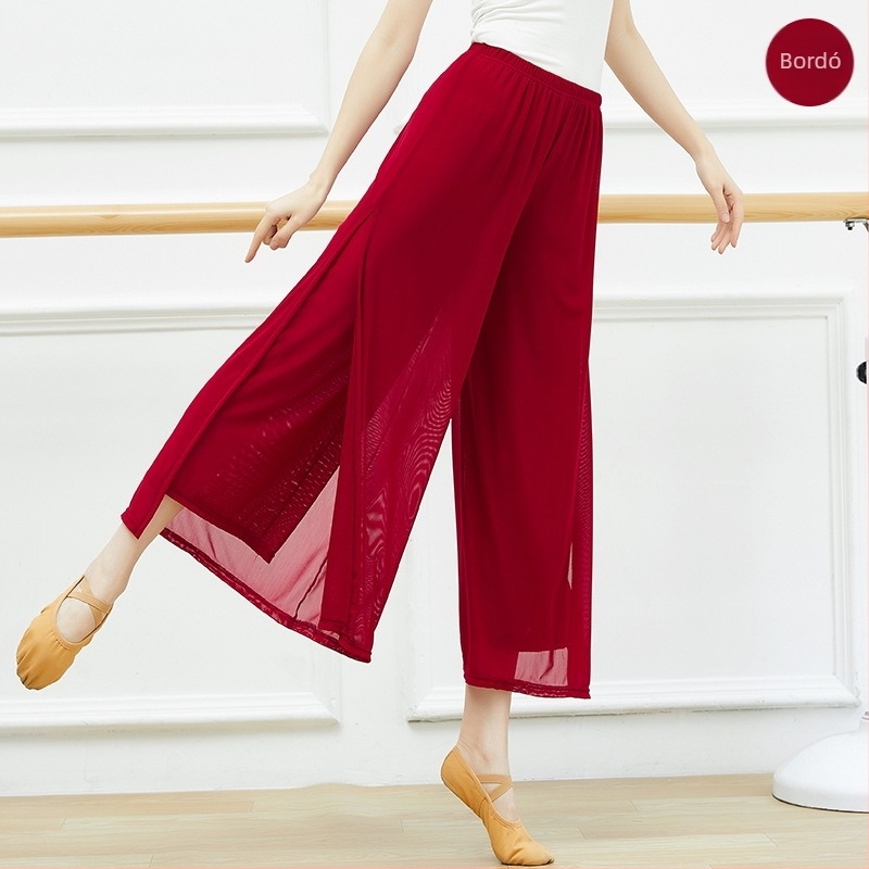Női Water-Yarn széleslábú tánc nadrág, klasszikus és modern tánchoz, 95% nylon