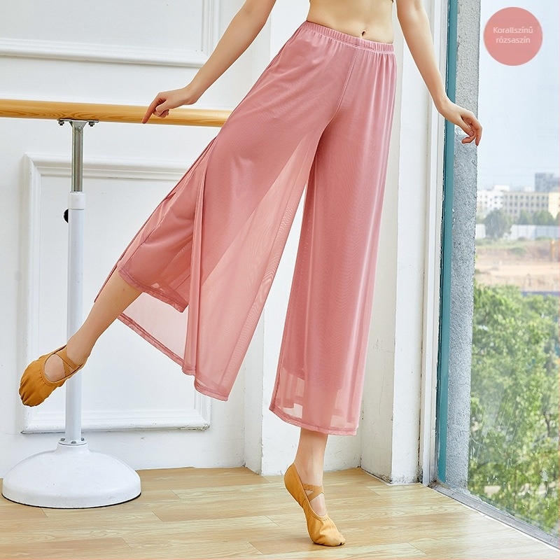 Női Water-Yarn széleslábú tánc nadrág, klasszikus és modern tánchoz, 95% nylon