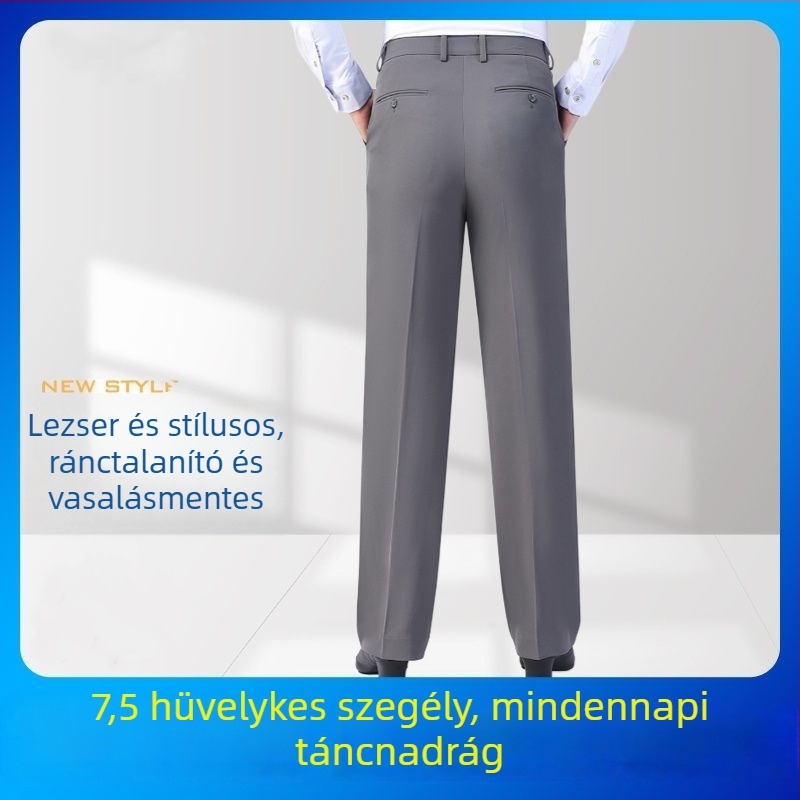 Új férfi tánc nadrág latin ballroomhoz, modern magas derék, egyenes szabás