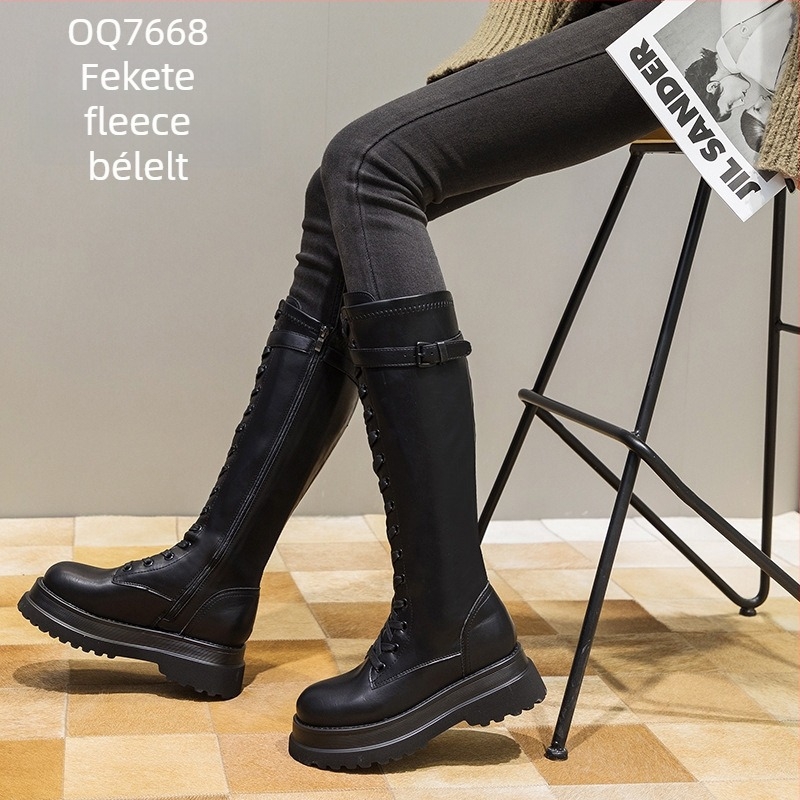 Női Martin csizmák mikrofiber felsőrész, PU talp, magas szár, kerek orr, oldalsó cipzár