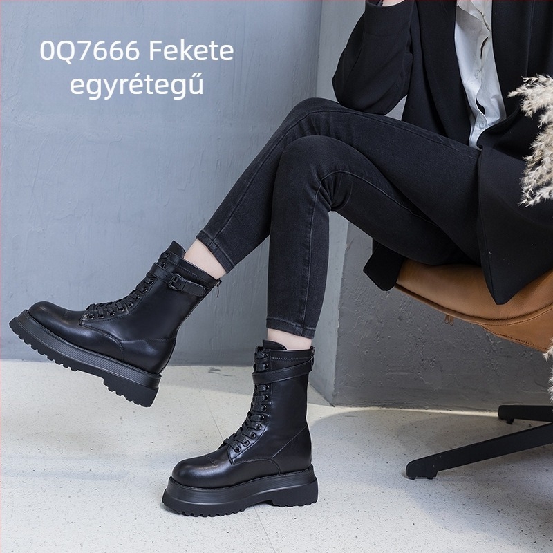 Női Martin csizmák mikrofiber felsőrész, PU talp, magas szár, kerek orr, oldalsó cipzár