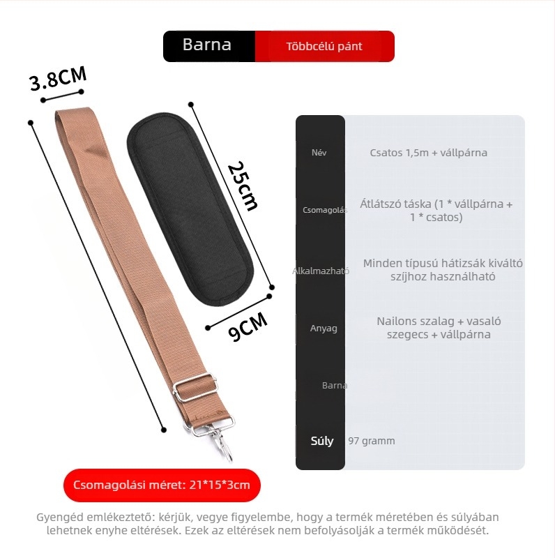Nylon vállpánt laptop táskákhoz – ultra könnyű, állítható, crossbody stílusú