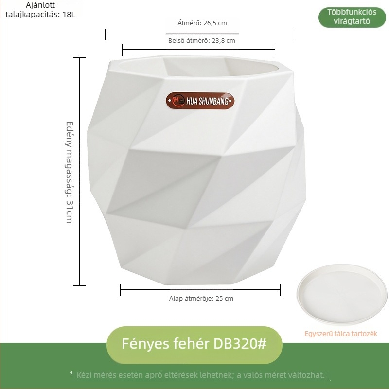 Romb alakú gyantából készült virágtartó, padlón álló, skandináv minimalista stílus