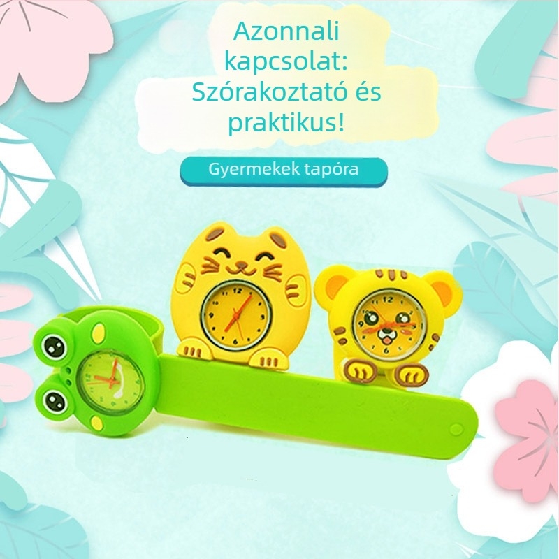 Gyermekek karórája, szilikon szíj, kvarc mechanizmus, kerek számlap, analóg kijelző