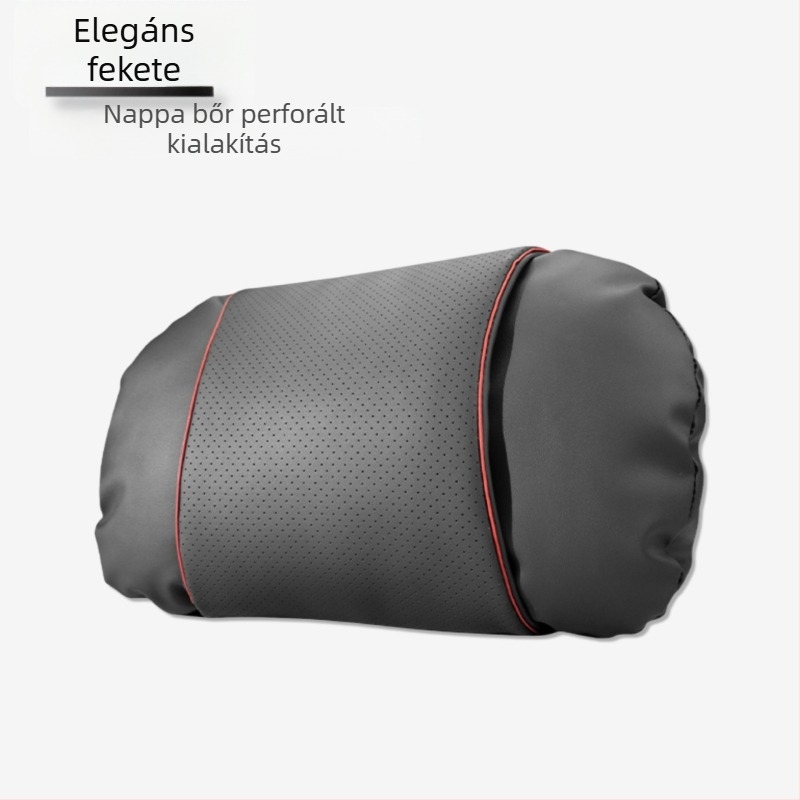Autófejtámla párna Nappa bőrből, felhő-pamut töltet, univerzális illeszkedés, testreszabható