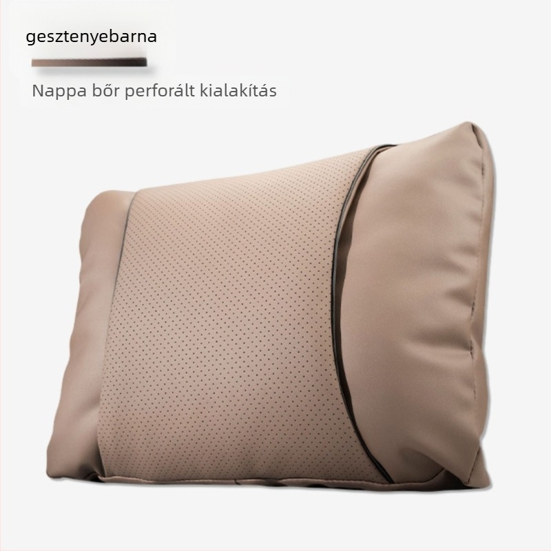 Autófejtámla párna Nappa bőrből, felhő-pamut töltet, univerzális illeszkedés, testreszabható