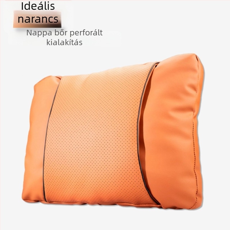 Autófejtámla párna Nappa bőrből, felhő-pamut töltet, univerzális illeszkedés, testreszabható