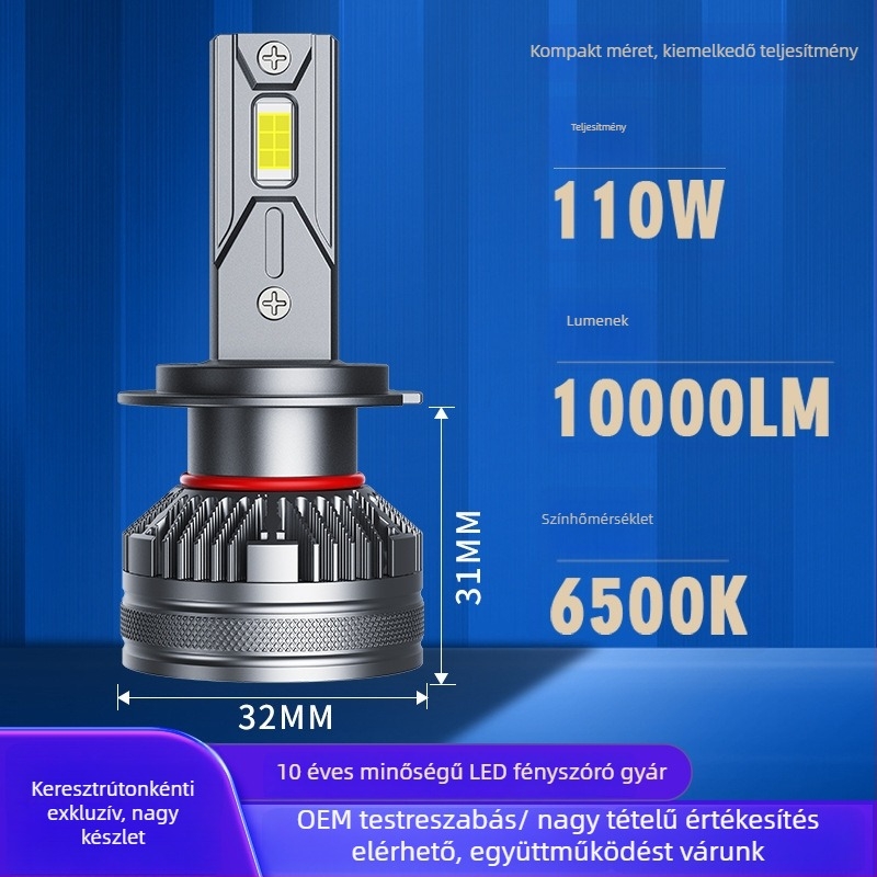Autó LED fényszóró izzók, 55W, 12V, IP68, 5500lm, 50000h, Kompatibilis H1/H3/H4/H7/H11/HB3/HB4/9005/9006/9012