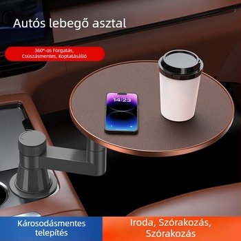 Nipori első üléshez autó tálca, 360° forgó, multifunkcionális, len anyagból, beépített rögzítés