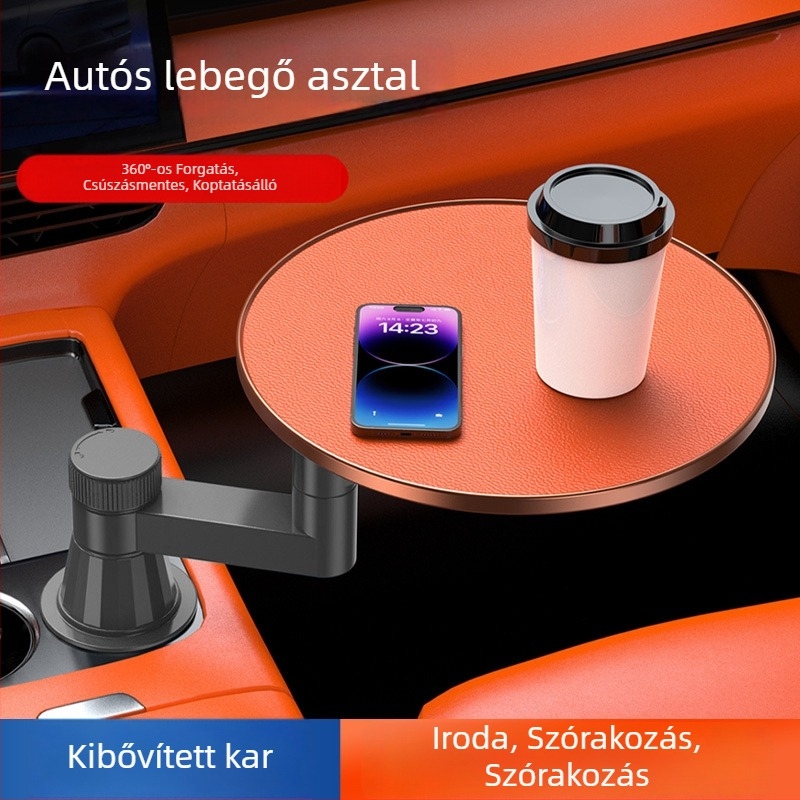 Nipori első üléshez autó tálca, 360° forgó, multifunkcionális, len anyagból, beépített rögzítés