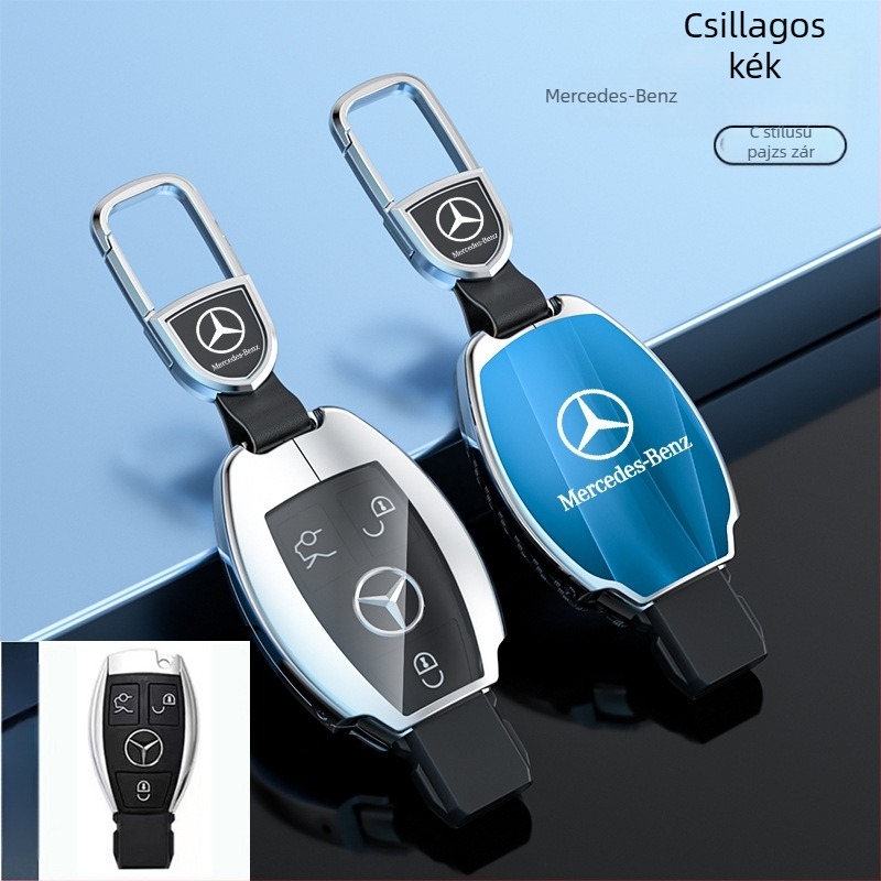 Mercedes-Benz kulcstartó tok modellhez: S‑osztály Maybach, C‑osztály (C200L), E260L, E300L, GLB, GLC260L; cinkötvözet; egyszerű stílus