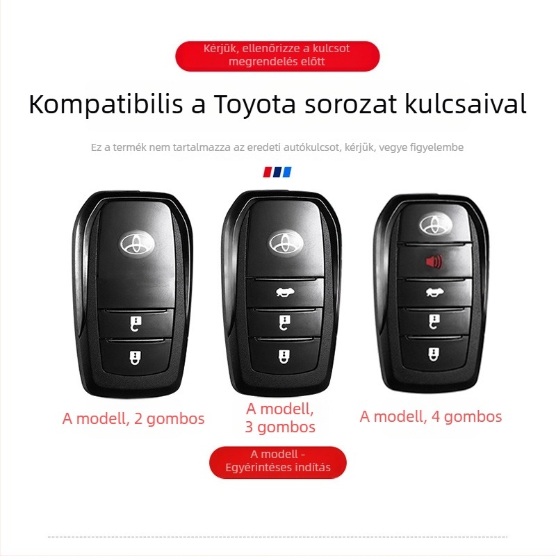 Toyota kulcstartó tok Camry, Corolla, Levin, Avalon, Highlander, RAV4 és CH-R modellhez fém csattal