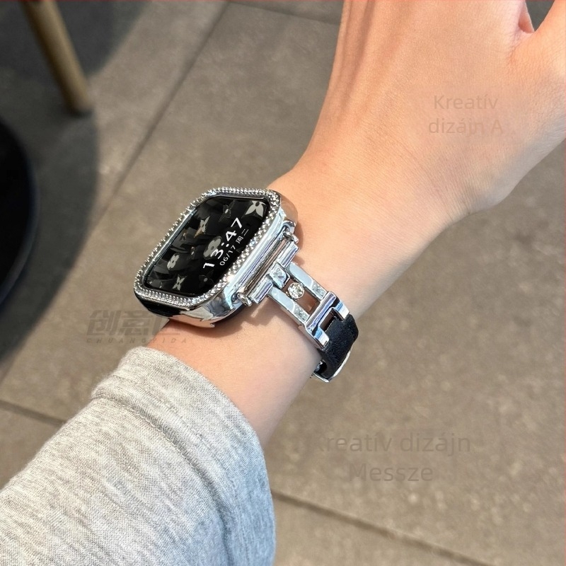 Divatos fém szíj gyémánt mintás díszítéssel Xiaomi Mi Band 8/9 Pro és Redmi Watch 4/5-höz
