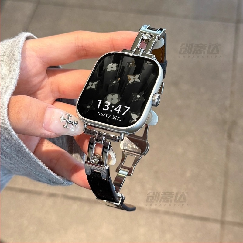 Divatos fém szíj gyémánt mintás díszítéssel Xiaomi Mi Band 8/9 Pro és Redmi Watch 4/5-höz