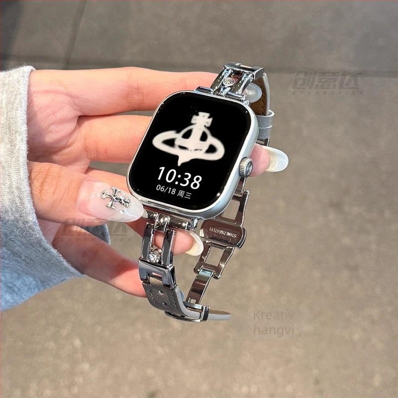Divatos fém szíj gyémánt mintás díszítéssel Xiaomi Mi Band 8/9 Pro és Redmi Watch 4/5-höz