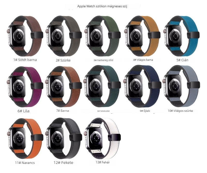Apple Watch Ultra mágneses szilikon-bőr hatású szíj, retro bőr kinézet, 22 mm