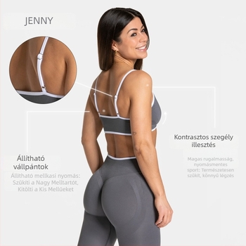 Jenny Női jóga felső nylon-spandex anyagból (92% nylon, 8% spandex), párnázott, nedvszívó, ultra-elasztikus, mellkas hossz