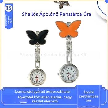 Uniszex zsebóra pillangó mintás, ápoló ihletésével, kvarc működés Huachen SL39, számlap átmérője 25 mm, vastagság 7 mm