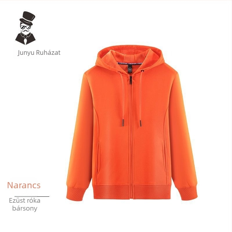 Férfi kapucnis kardigán-jacke Silver Fox Velvet anyagból, 98% pamut, Plus Velvet vastagság, zipzár, hosszú ujjú