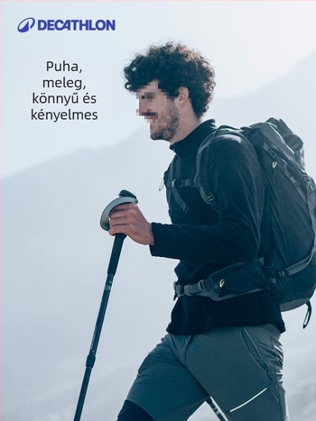 Decathlon csíkos fleece dzseki, 100% pamut anyag, poliészter bélés, levehető kapucni