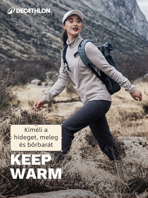Decathlon csíkos fleece dzseki, 100% pamut anyag, poliészter bélés, levehető kapucni