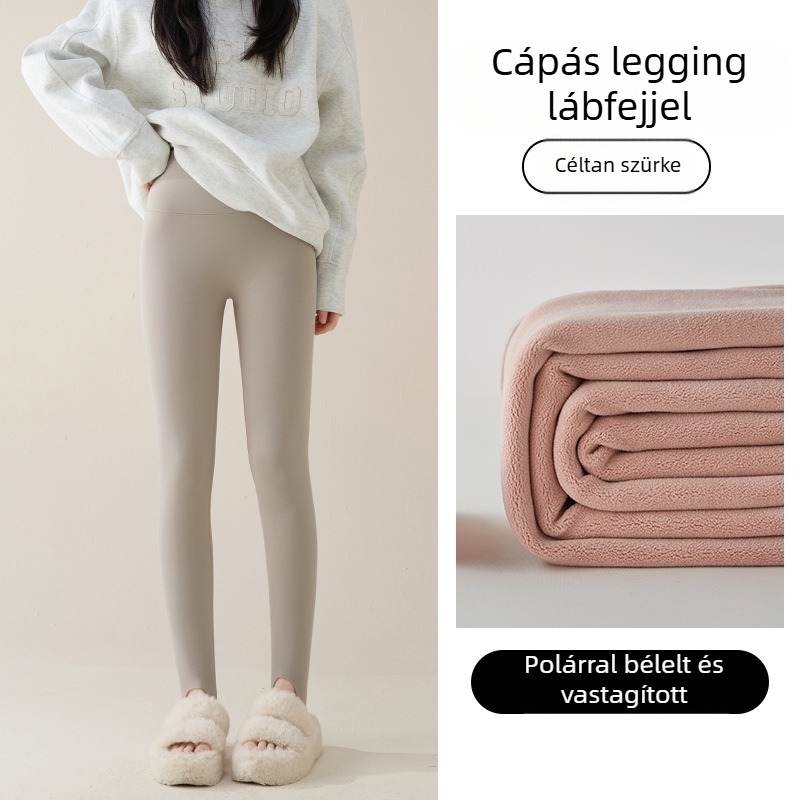 Női lábszár-leggings 2025-ös új stílus, őszi-téli meleg, vastag anyag, magas derék a hasi terület formázásához, fényes Sharkskin hatású, hosszú