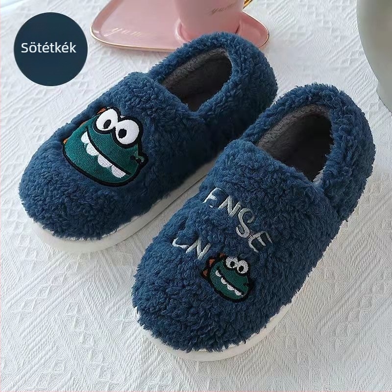 Női pamut papucs otthonra, fleece bélés, csúszásmentes PVC talp, 3-5 cm talpvastagság, injekciós öntésű talp