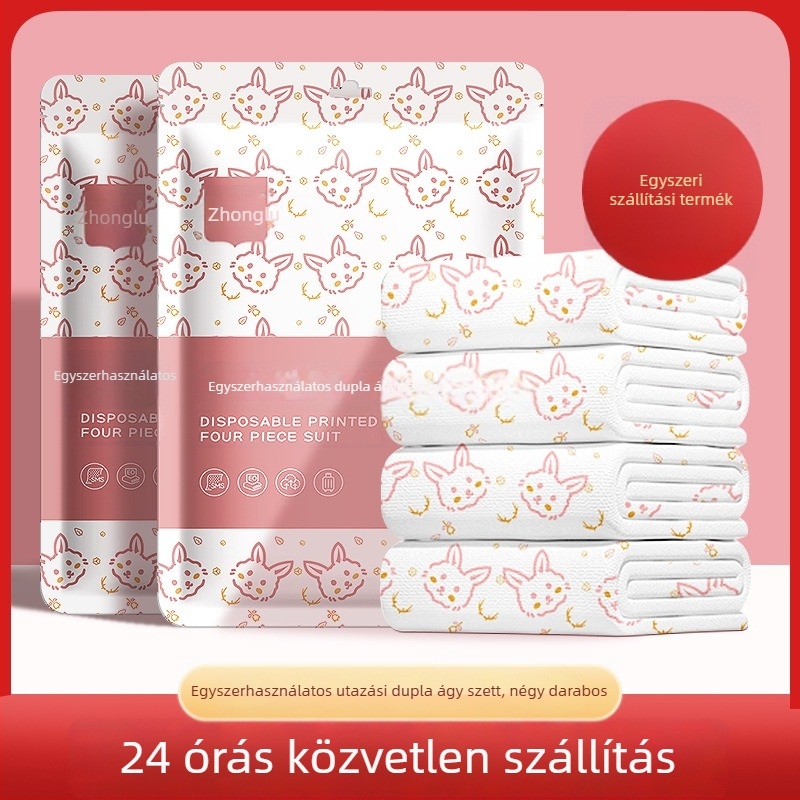 Utazási egyszer használatos ágyneműkészlet – négy darabos szett, SMS anyagú, paplanhuzat és párnahuzat