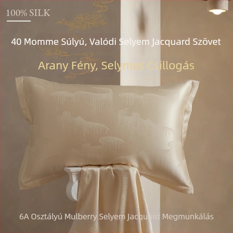Jacquard selyem párnahuzat, 40 Momme, 100% Mulberry-selyem, 6A, bőrtápláló, pár