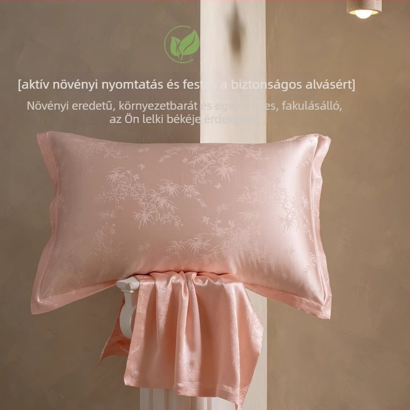 Jacquard selyem párnahuzat, 40 Momme, 100% Mulberry-selyem, 6A, bőrtápláló, pár