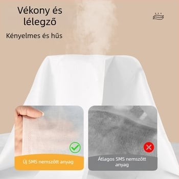 Utazási egyszer használatos ágyneműkészlet: lepedő és párnahuzat, nemszövött anyag, porvédett, szállások számára