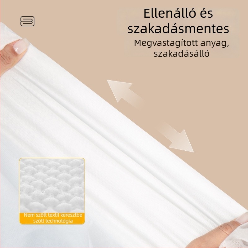 Utazási egyszer használatos ágyneműkészlet: lepedő és párnahuzat, nemszövött anyag, porvédett, szállások számára