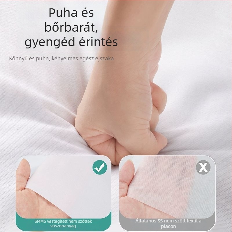 Egyszer használatos négy részes ágyneműkészlet utazáshoz és vonatszobákhoz: lepedő, paplanhuzat, párnahuzat, hálózsák