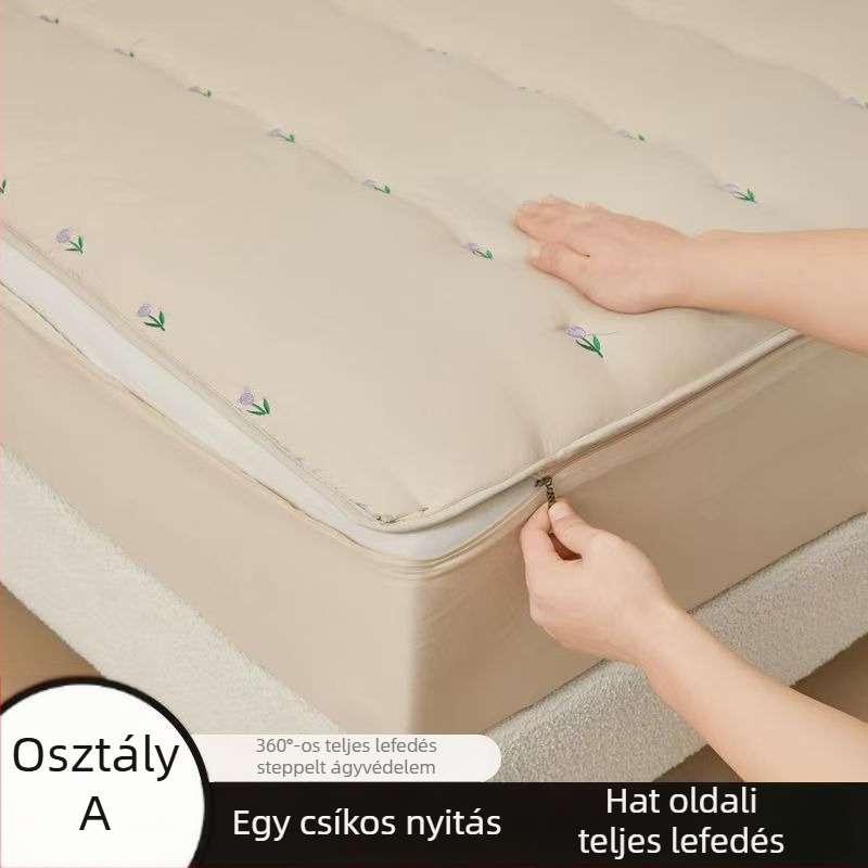 Matracvédő cipzárral - 100% pamut, egyszerű szövés, egyszínű minta, modern minimalist stílus, ágytakaró