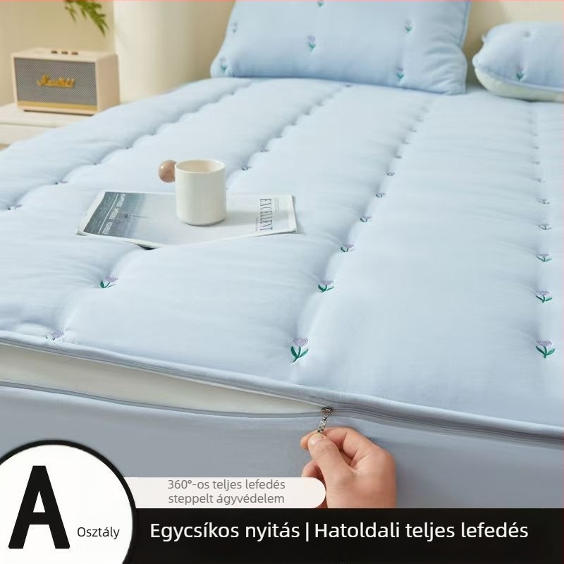 Matracvédő cipzárral - 100% pamut, egyszerű szövés, egyszínű minta, modern minimalist stílus, ágytakaró