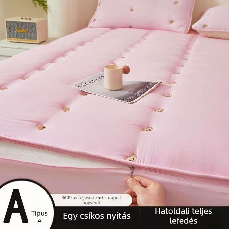 Matracvédő cipzárral - 100% pamut, egyszerű szövés, egyszínű minta, modern minimalist stílus, ágytakaró