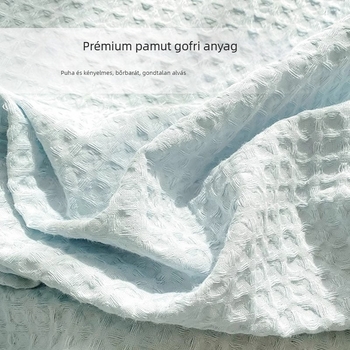 Gofr textúrájú pamut gumis lepedő, méret 1,8 m, egyszínű, egész éves