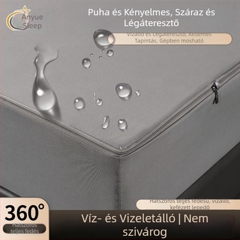 Vízálló hatoldalú matracvédő egyágyas ágyhoz, cipzárral, barna