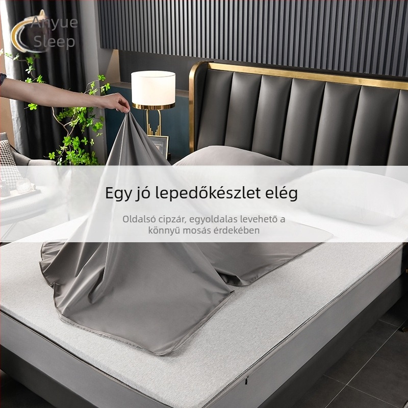 Vízálló hatoldalú matracvédő egyágyas ágyhoz, cipzárral, barna