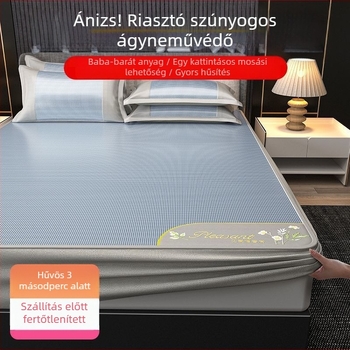 Jégselyem matrac-ágynemű készlet, három részes, hímzett szegéllyel — prémium szintetikus rostból