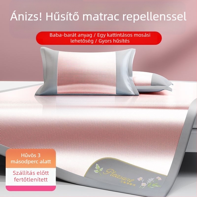 Jégselyem matrac-ágynemű készlet, három részes, hímzett szegéllyel — prémium szintetikus rostból