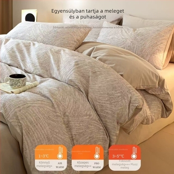 Fényűző, vastag pamutból készült négy részes ágyneműkészlet: paplanhuzat, lepedő és két párnahuzat, meleg őszi-téli stílus